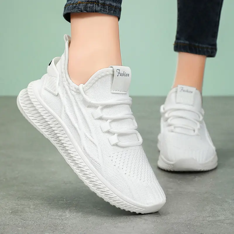 Trendy Summer Comfortable Sneakers Women Outdoor Casual Running Shoes Women's Knit Mesh Breathable Sports Shoes Red Yellow
