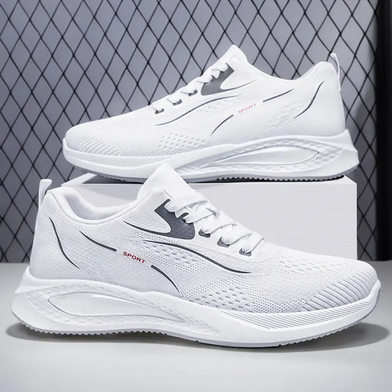 2025 New Solid Color Breathable Sneakers Leisure Stylish Wear Resistant Running Shoes Men Outdoor Soft Sole Anti-slip Footwear