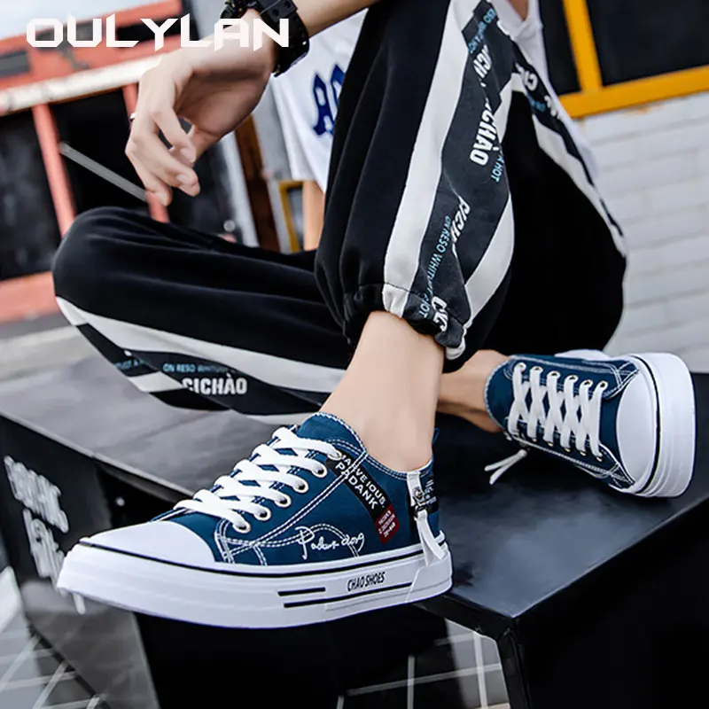 Summer new men's canvas shoes breathable Hong Kong style shoes casual cloth shoes trendy lightweight low top board