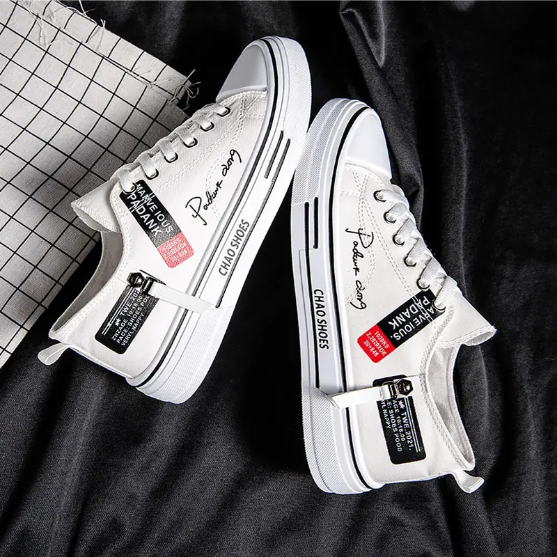 Summer new men's canvas shoes breathable Hong Kong style shoes casual cloth shoes trendy lightweight low top board