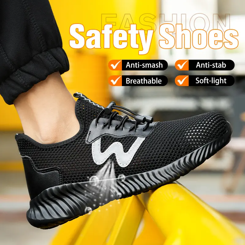 Men Safety Shoes For Work Safety Boots Breathable Steel Toe Puncture Proof Sport Work Sneakers Construction Security Boots