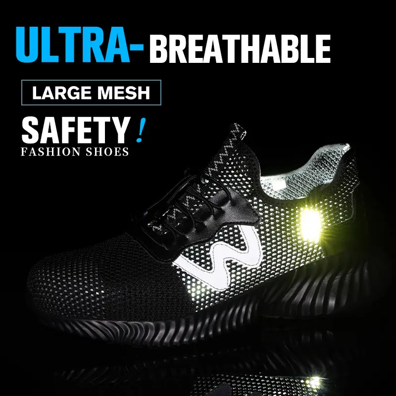 Men Safety Shoes For Work Safety Boots Breathable Steel Toe Puncture Proof Sport Work Sneakers Construction Security Boots