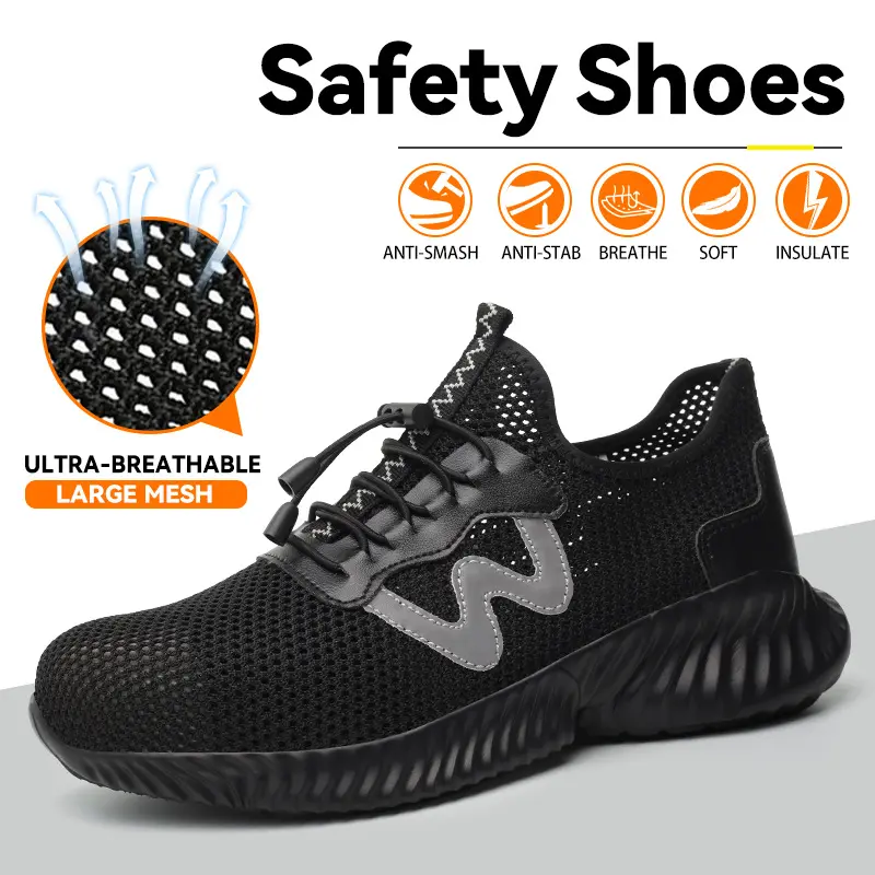 Men Safety Shoes For Work Safety Boots Breathable Steel Toe Puncture Proof Sport Work Sneakers Construction Security Boots
