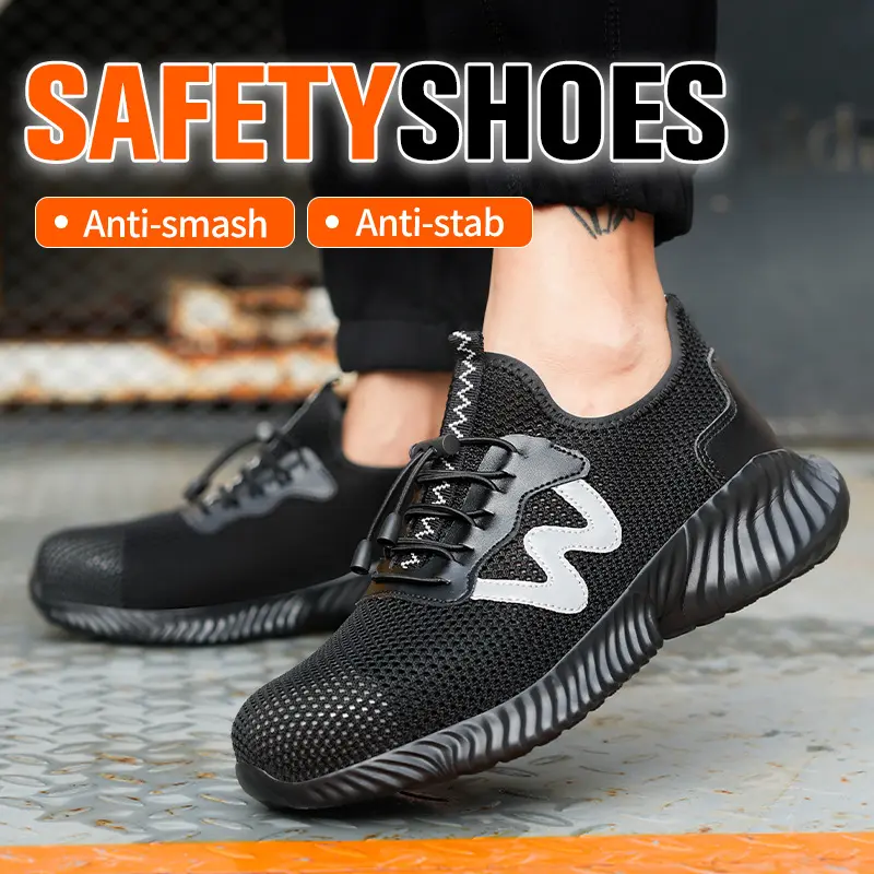 Men Safety Shoes For Work Safety Boots Breathable Steel Toe Puncture Proof Sport Work Sneakers Construction Security Boots