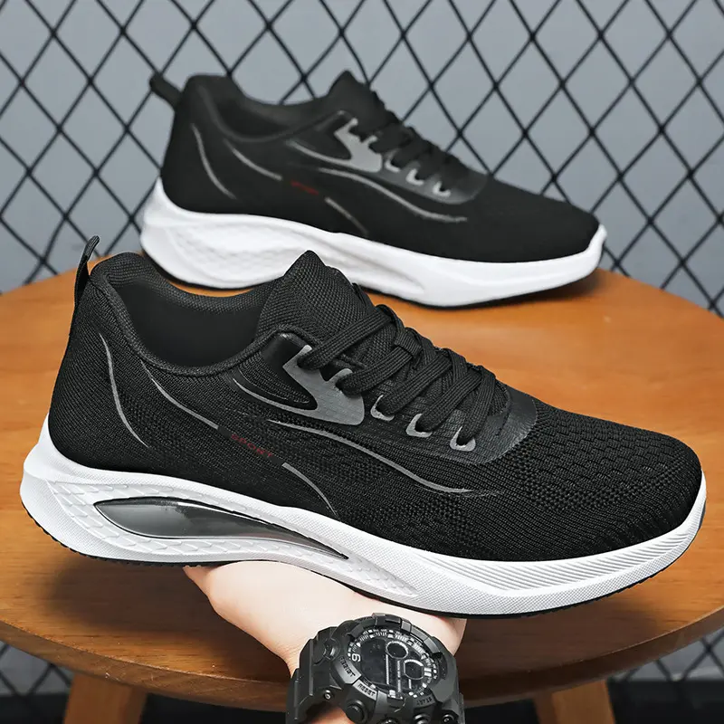 Oulylan Men Breathable Soft Sole Sneakers Leisure Stylish Wear Resistant Running Shoes Outdoor Solid Color Anti-slip Footwear