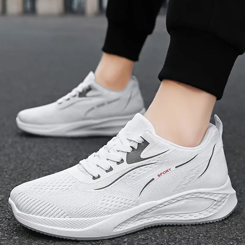 Oulylan Men Breathable Soft Sole Sneakers Leisure Stylish Wear Resistant Running Shoes Outdoor Solid Color Anti-slip Footwear