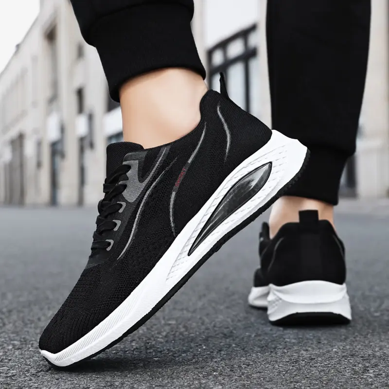 Oulylan Men Breathable Soft Sole Sneakers Leisure Stylish Wear Resistant Running Shoes Outdoor Solid Color Anti-slip Footwear