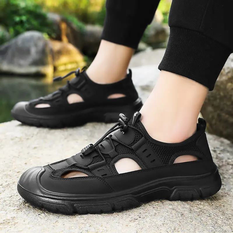 Leisure Beach Men's Wading Shoes Breathable Wrap Toes Sandals Men Summer Casual Shoes Wear-Resistant Sport Walking Slippers