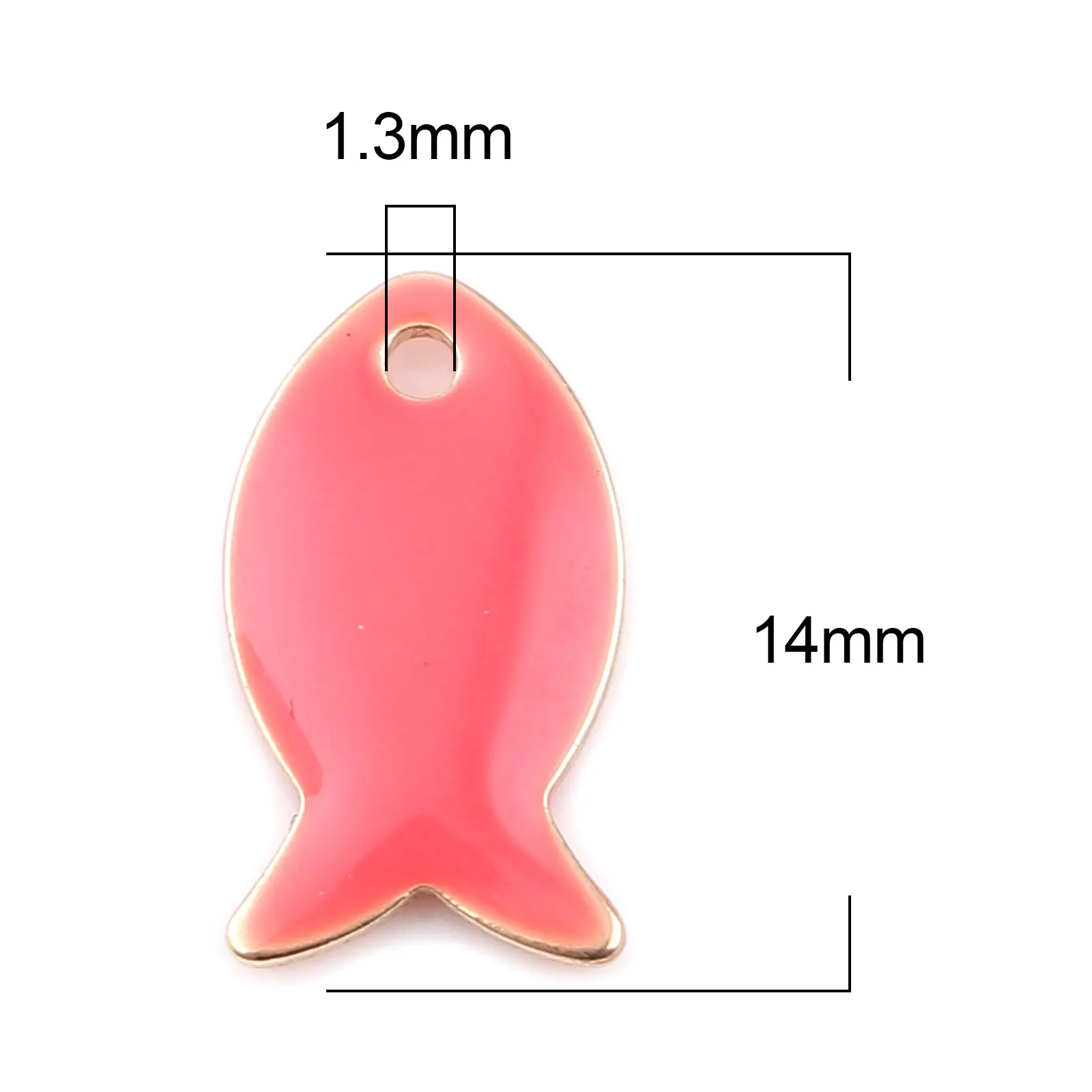 10PCs Copper Double Sided Small Fish Enamelled Sequins Charms Pendant For Jewelry Making Findings Gold Color Setting 14mm x 8mm