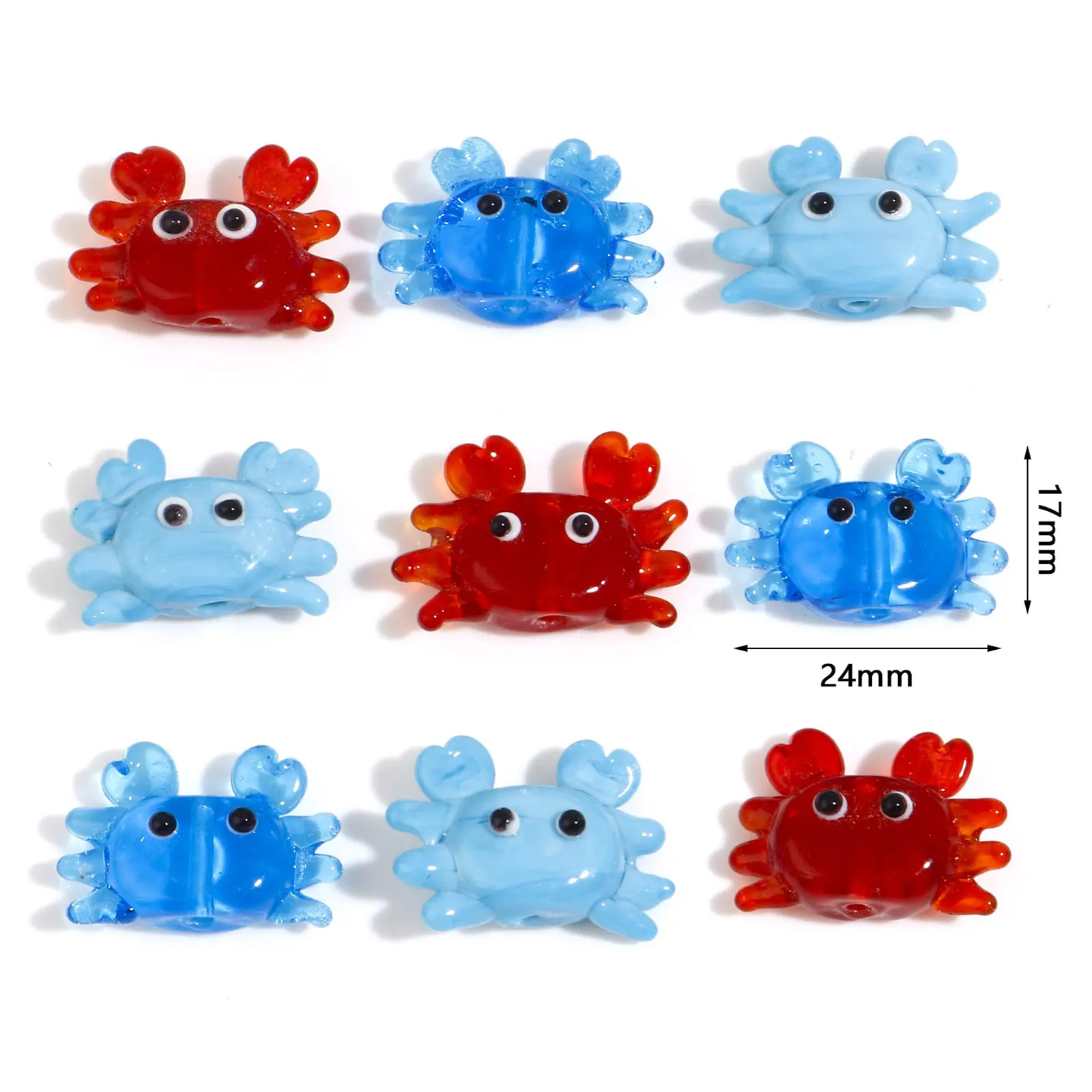 2PCs 3D Crab Animal Lampwork Glass Ocean Jewelry Beads Spacer Beads Ornament Aquarium Decor For DIY Necklace Jewelry Making