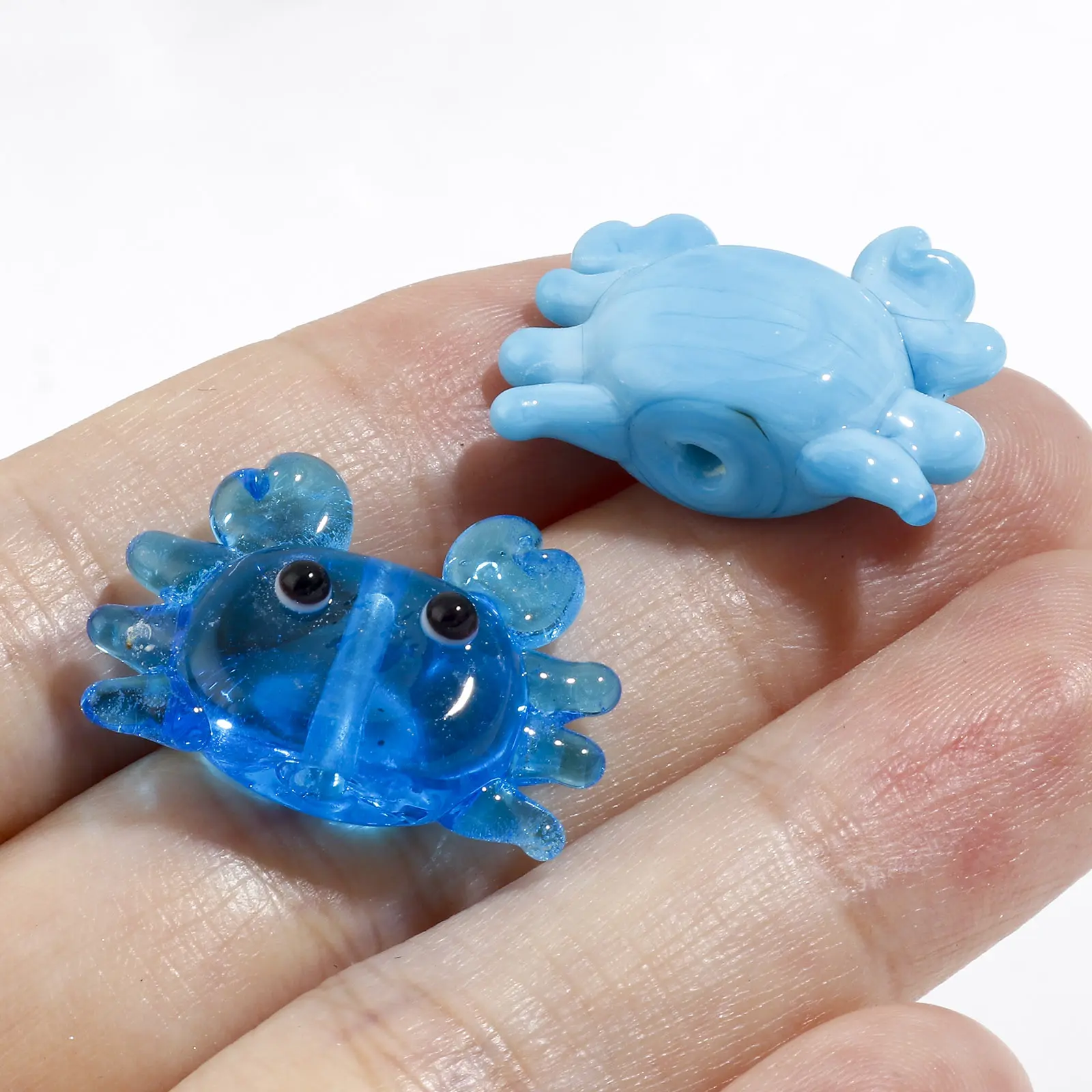 2PCs 3D Crab Animal Lampwork Glass Ocean Jewelry Beads Spacer Beads Ornament Aquarium Decor For DIY Necklace Jewelry Making