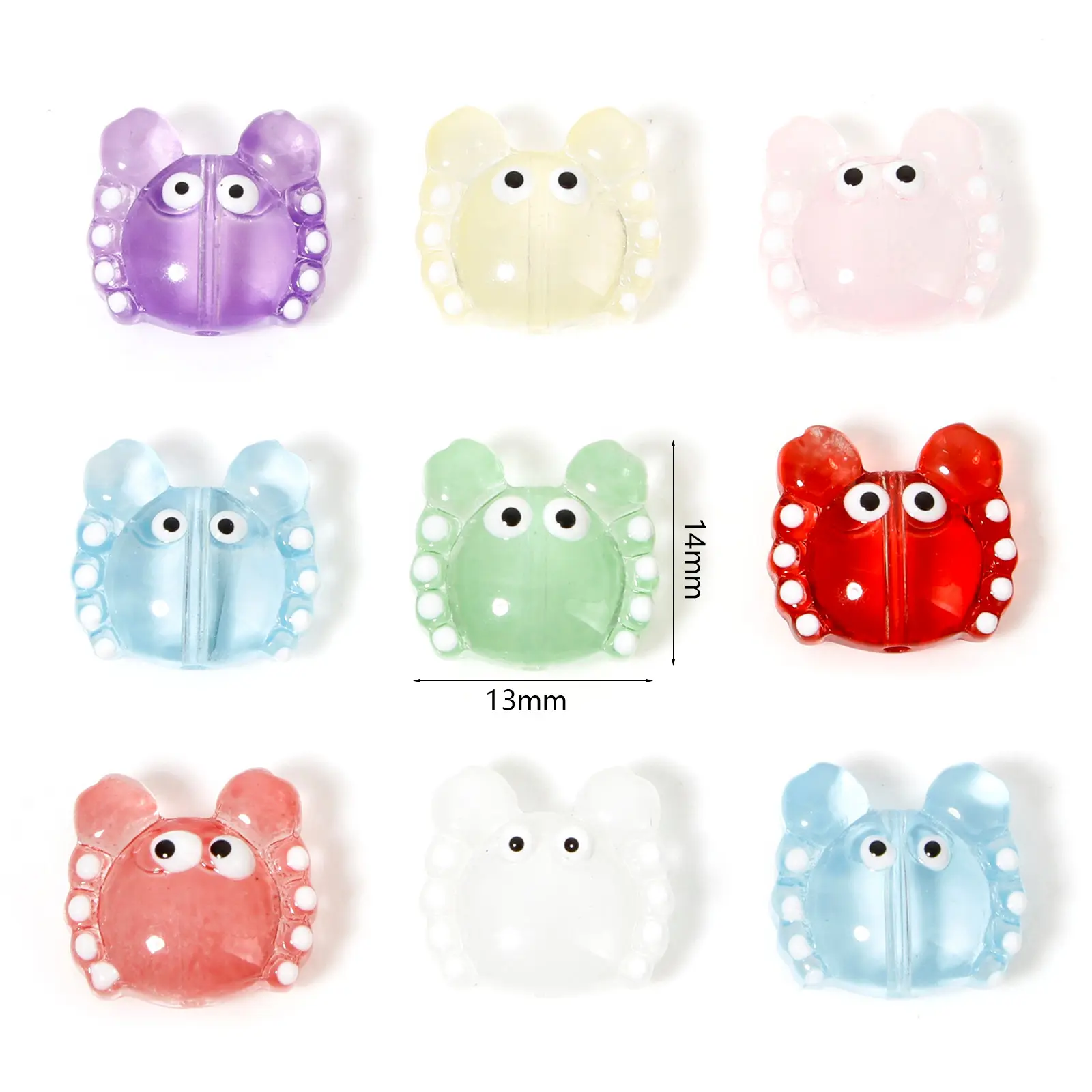 2PCs 3D Crab Animal Lampwork Glass Ocean Jewelry Beads Spacer Beads Ornament Aquarium Decor For DIY Necklace Jewelry Making