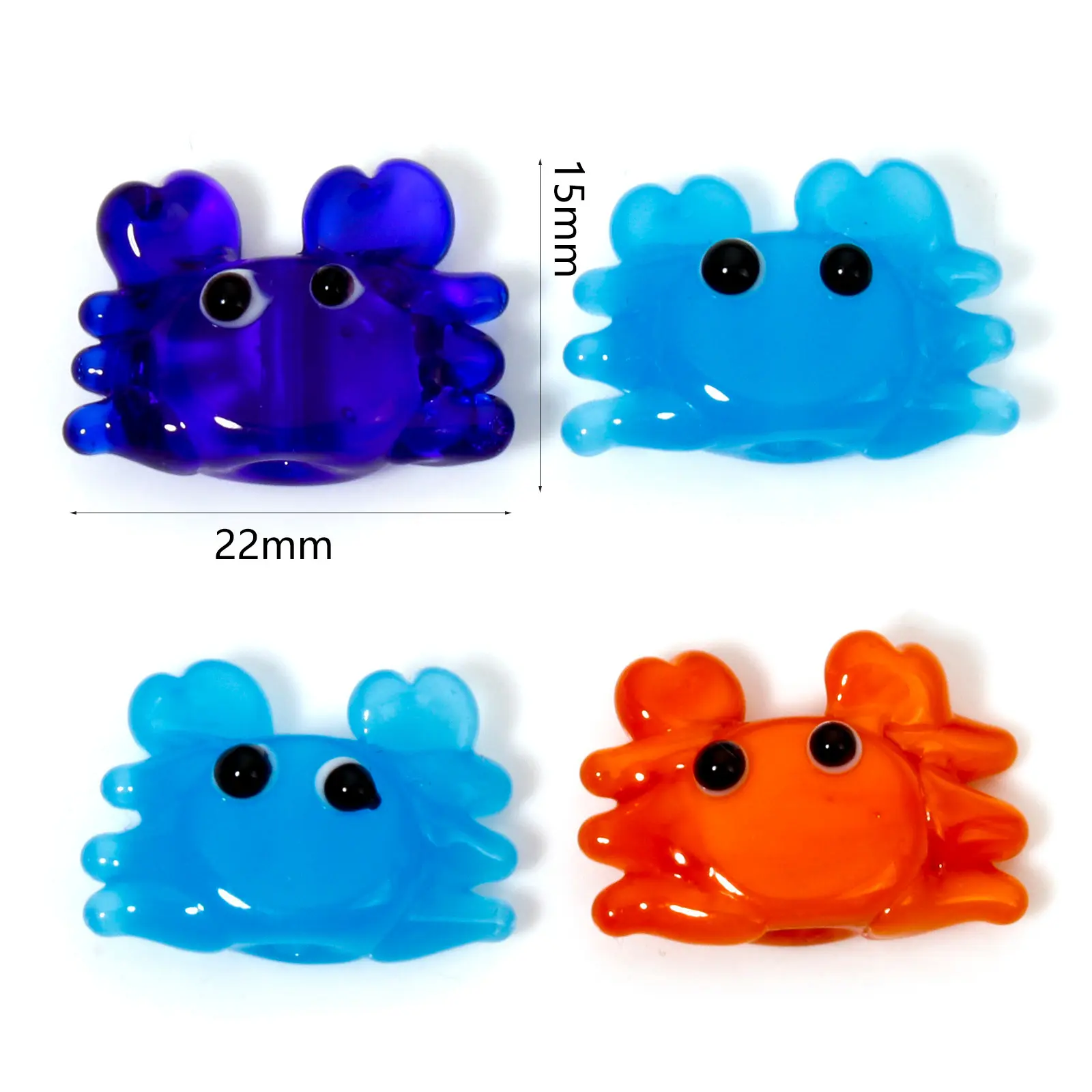 2PCs 3D Crab Animal Lampwork Glass Ocean Jewelry Beads Spacer Beads Ornament Aquarium Decor For DIY Necklace Jewelry Making