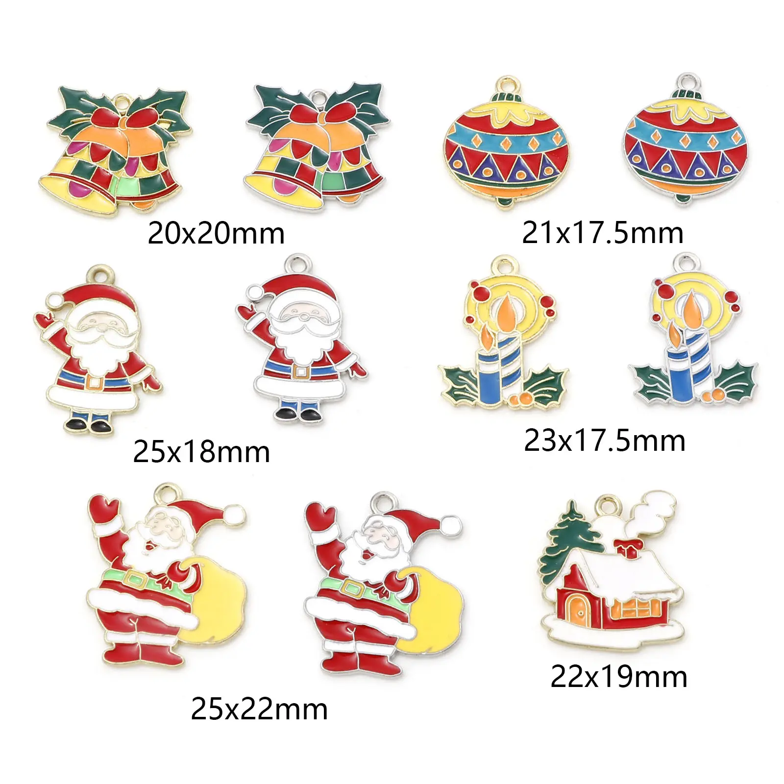 10 PCs Zinc Based Alloy Christmas Charms Enamel Christmas Tree Santa Snow Deer Charms For Jewelry Making Diy Necklace Earring