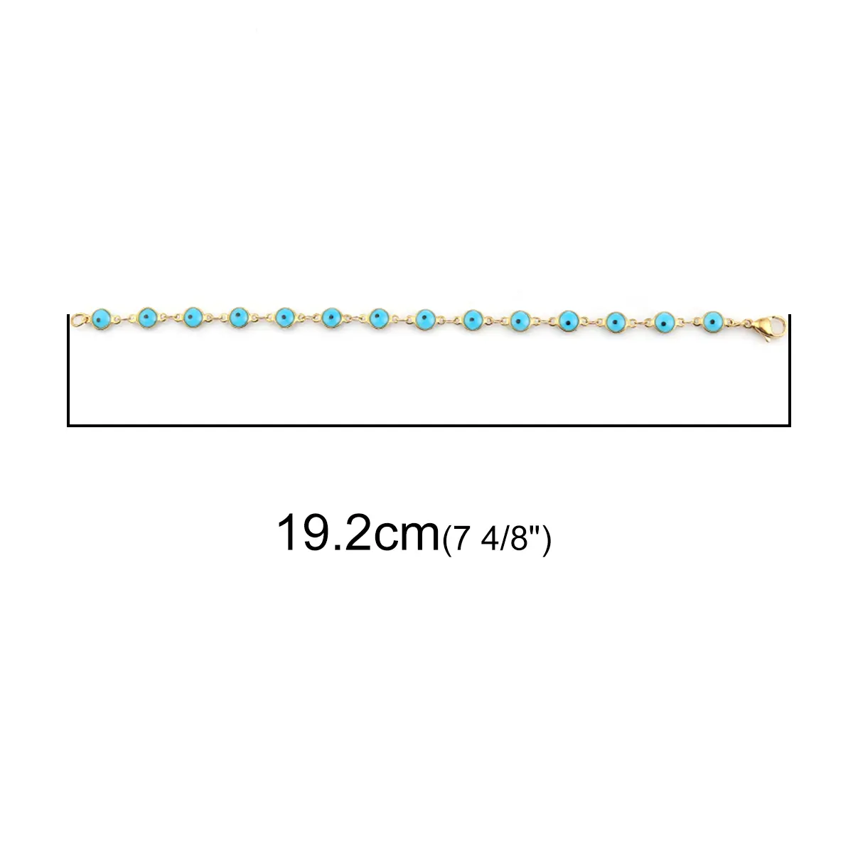304 Stainless Steel Bracelets Gold Color Link Chain Multicolor Evil Eye Enamel Bracelets For Women Man Gift 19.2cm ,1 Piece