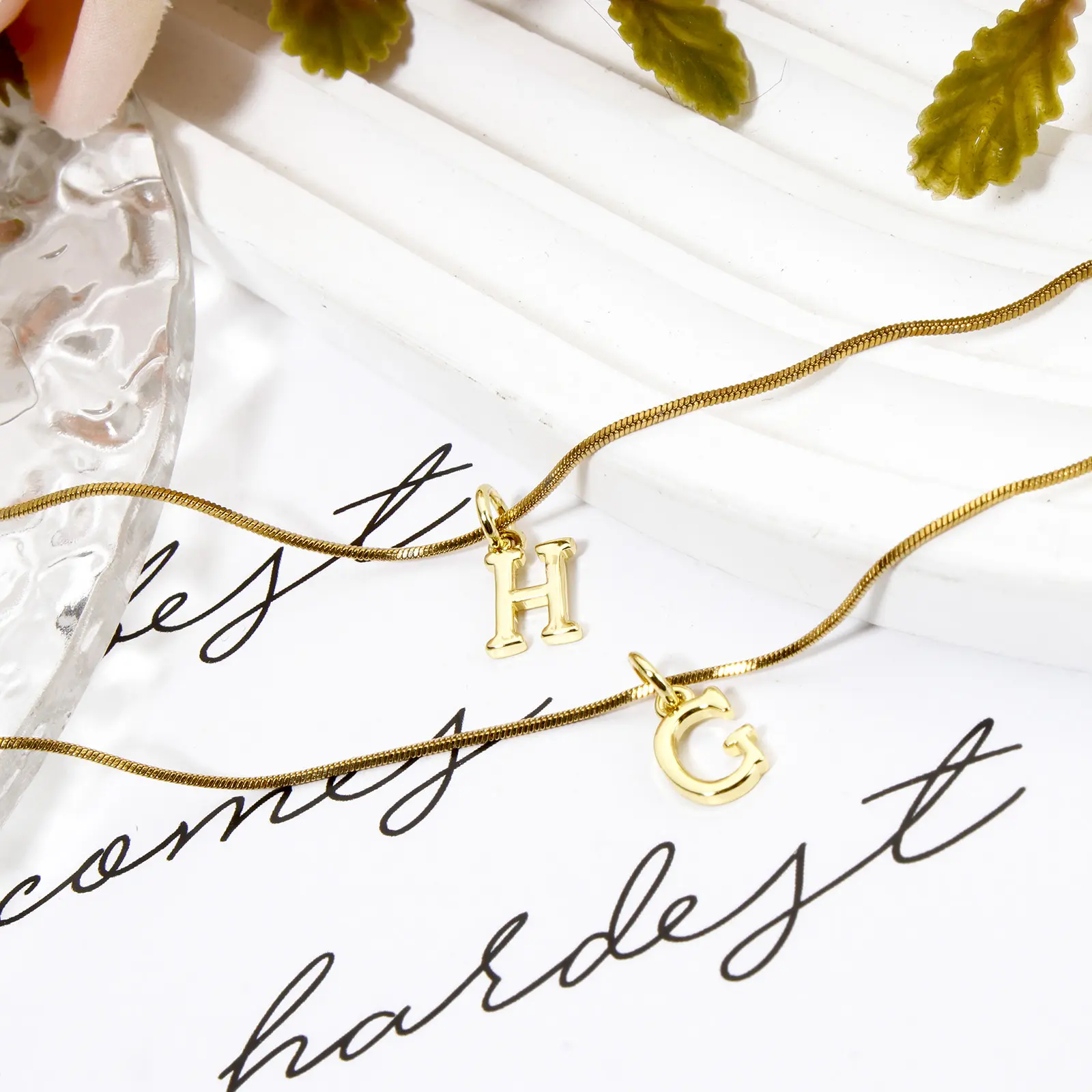 5 Piece Brass Charms 18K Gold Plated Capital Alphabet Initial 26 Letter " A-Z " Pendant DIY Necklace Personalized Jewelry