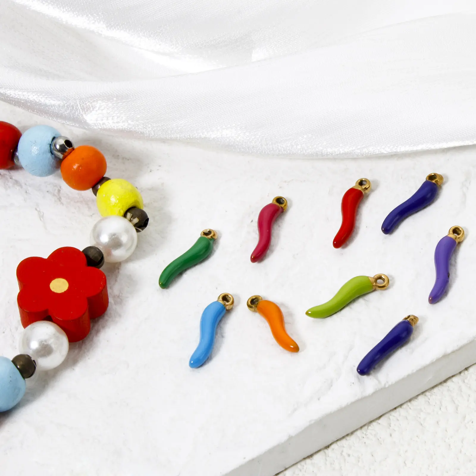 304 Stainless Steel 3D Chili Charms 18K Gold Plated Enamel Pendants For DIY Necklace Jewelry Making 15mm x 4mm, 5 piece
