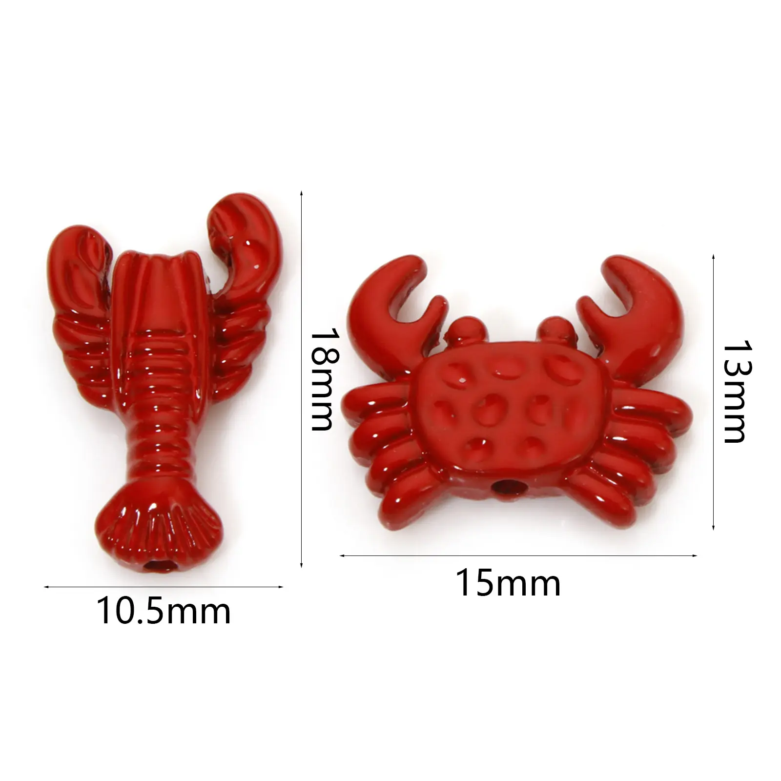 10 PCs Zinc Based Alloy Ocean Red Lobster Crab Jewelry Charms Pendants Beads For DIY Jewelry Bracelets Necklace Making Findings