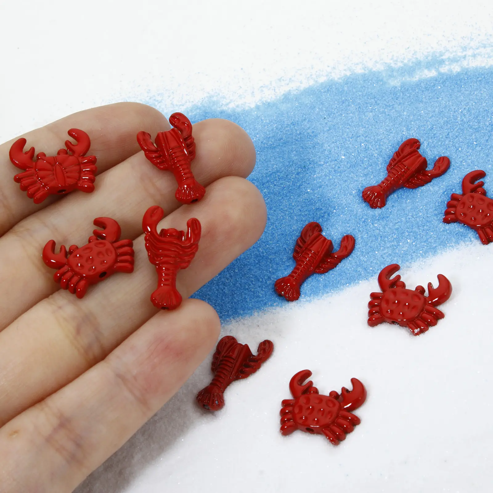 10 PCs Zinc Based Alloy Ocean Red Lobster Crab Jewelry Charms Pendants Beads For DIY Jewelry Bracelets Necklace Making Findings