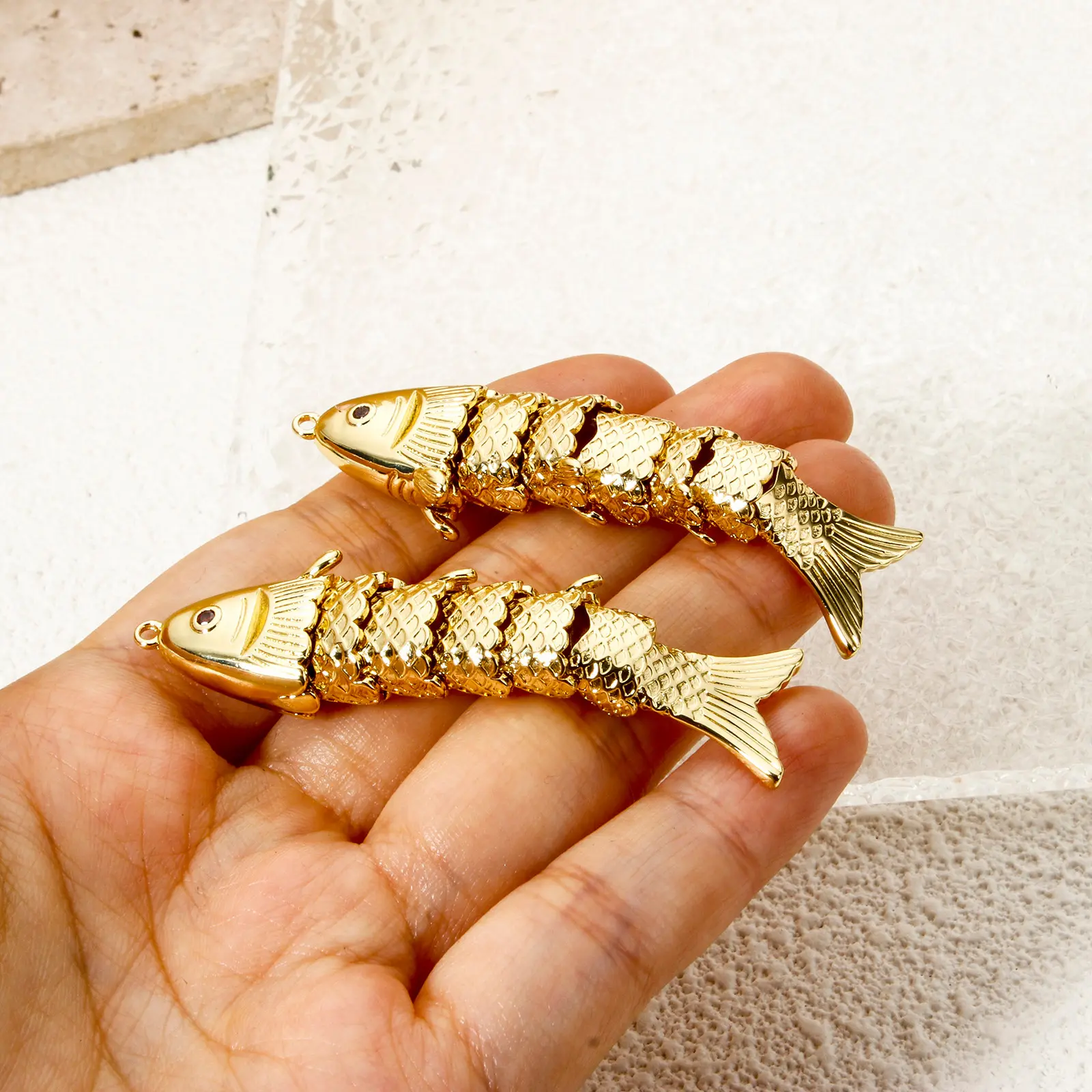1 Piece Copper Golden Fish Shaped 18K Gold Plated Pendants Pave Red Zircon Ocean Jewelry Charms For Diy Necklace Making Findings