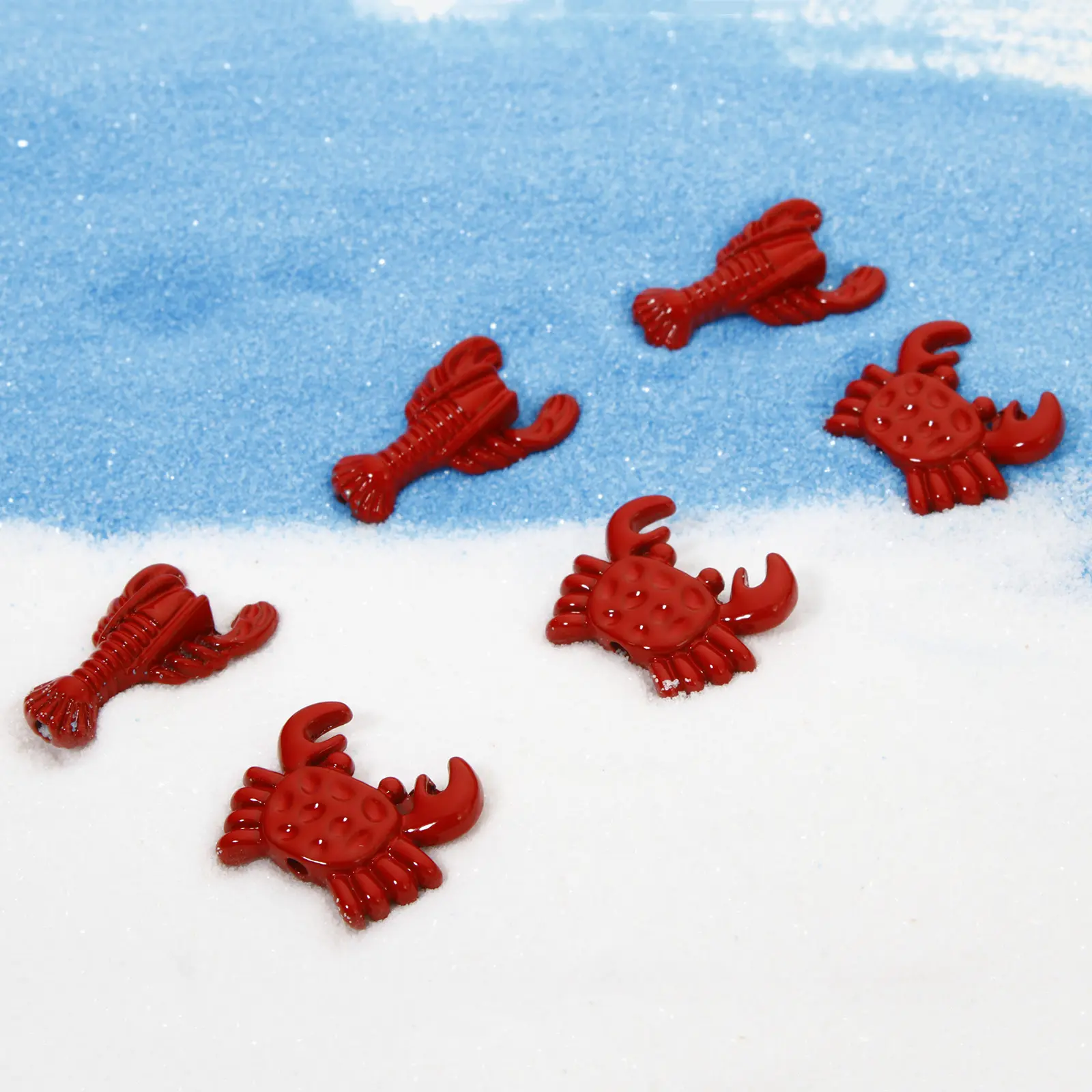 10 PCs Zinc Based Alloy Ocean Red Lobster Crab Jewelry Charms Pendants Beads For DIY Jewelry Bracelets Necklace Making Findings