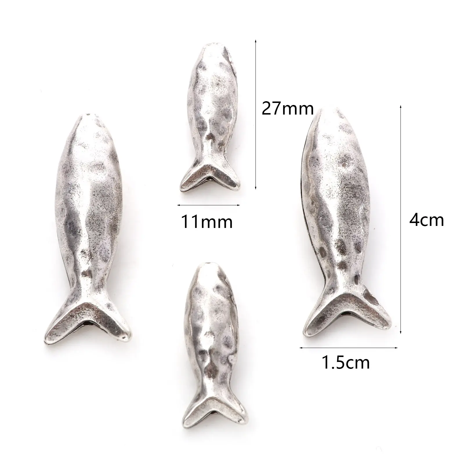 2PCs Ocean Jewelry Spacer Beads Antique Silver Color Fish Animal Metal Beads For DIY Making Necklace Earrings Jewelry Findings