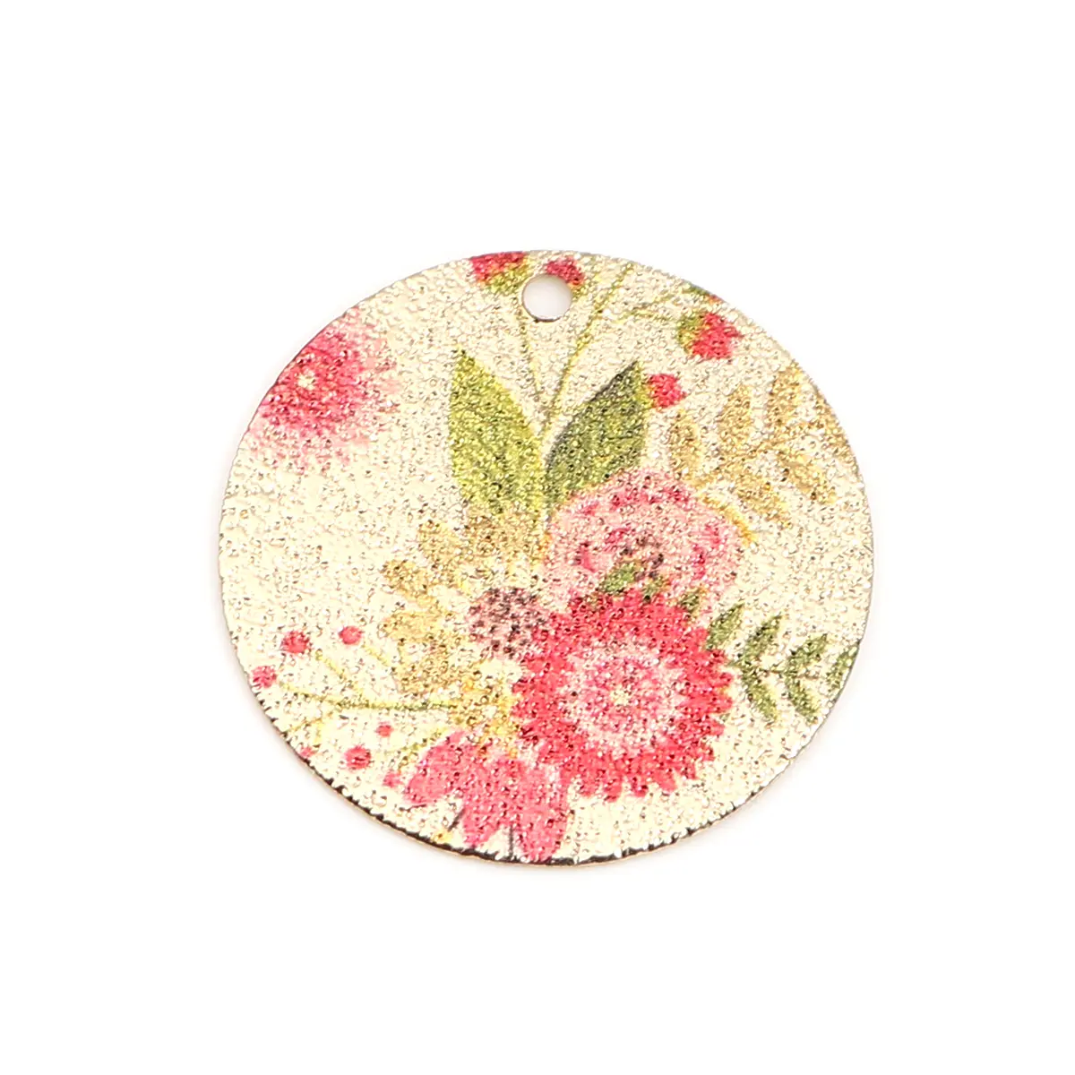 5/10 PCs Enamel Painting Pendant Charms Round Gold Color Back Sparkledust For Bracelet DIY Findings Jewelry Making 20mm Dia.