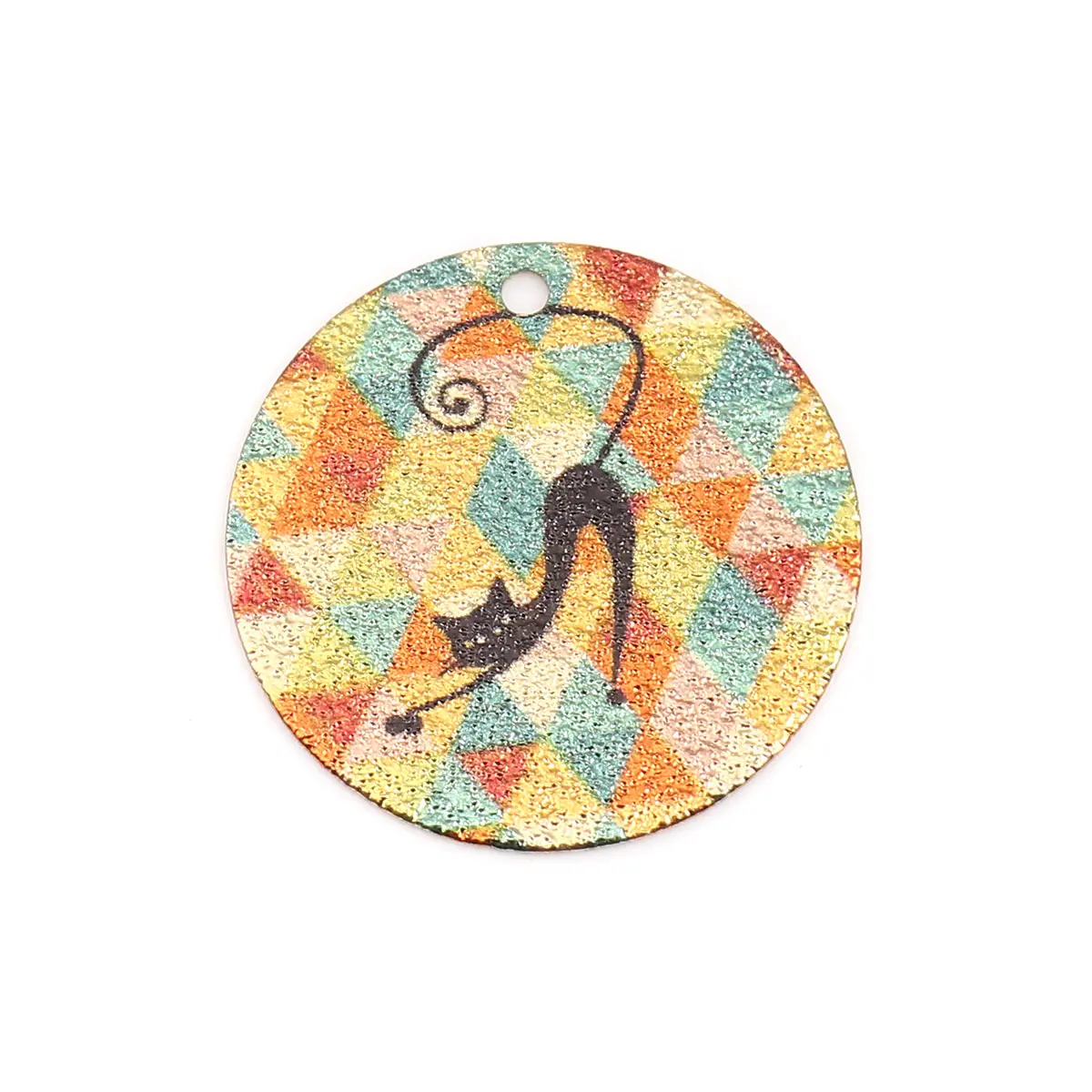 5/10 PCs Enamel Painting Pendant Charms Round Gold Color Back Sparkledust For Bracelet DIY Findings Jewelry Making 20mm Dia.