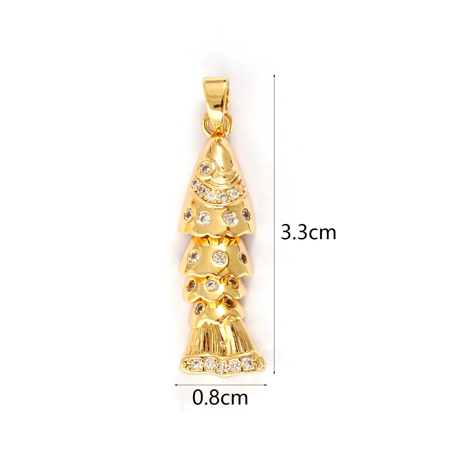 1 Piece Brass Ocean Jewelry Fish Pendants 18K Gold Plated Fish Movable Transparent Cubic Zirconia For DIY Neckalce Making