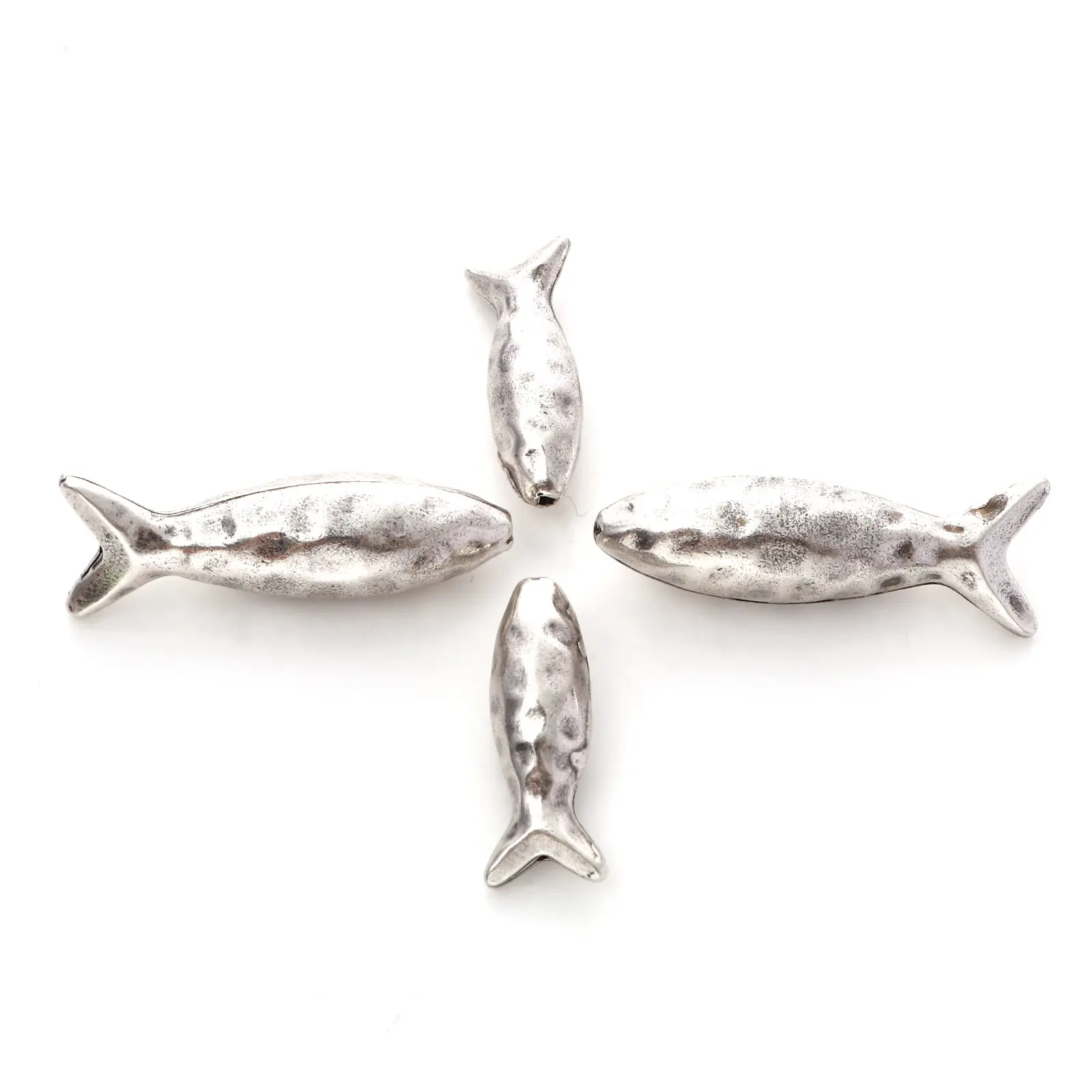 2PCs Ocean Jewelry Spacer Beads Antique Silver Color Fish Animal Metal Beads For DIY Making Necklace Earrings Jewelry Findings