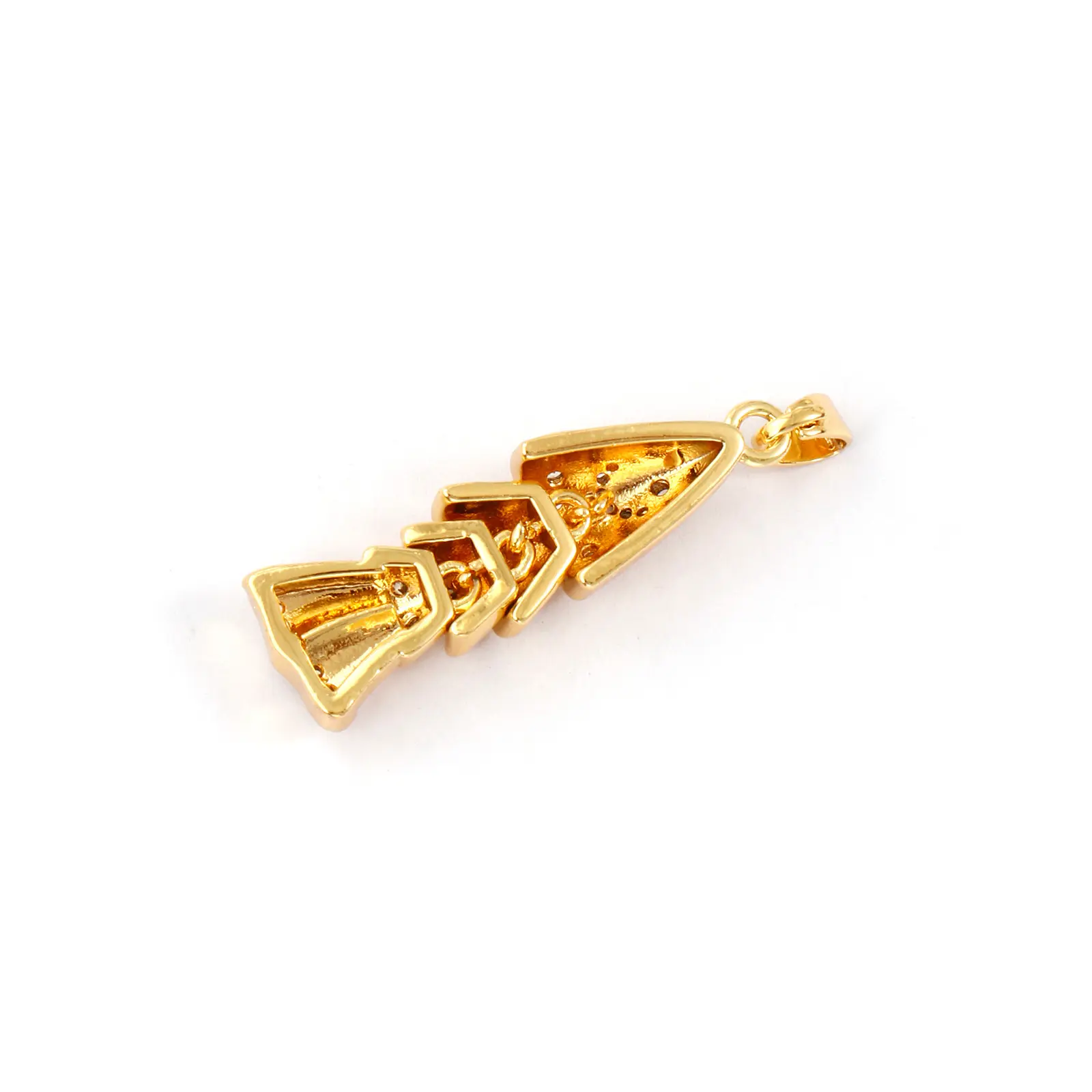 1 Piece Brass Ocean Jewelry Fish Pendants 18K Gold Plated Fish Movable Transparent Cubic Zirconia For DIY Neckalce Making