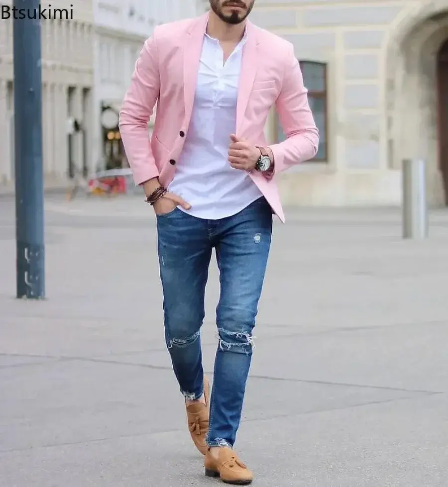 New Men's Spring Cotton Linen Long-sleeved Blazers Fashion Solid Slim Thin Suit Jacket Men Business Casual All-match Suit Coats