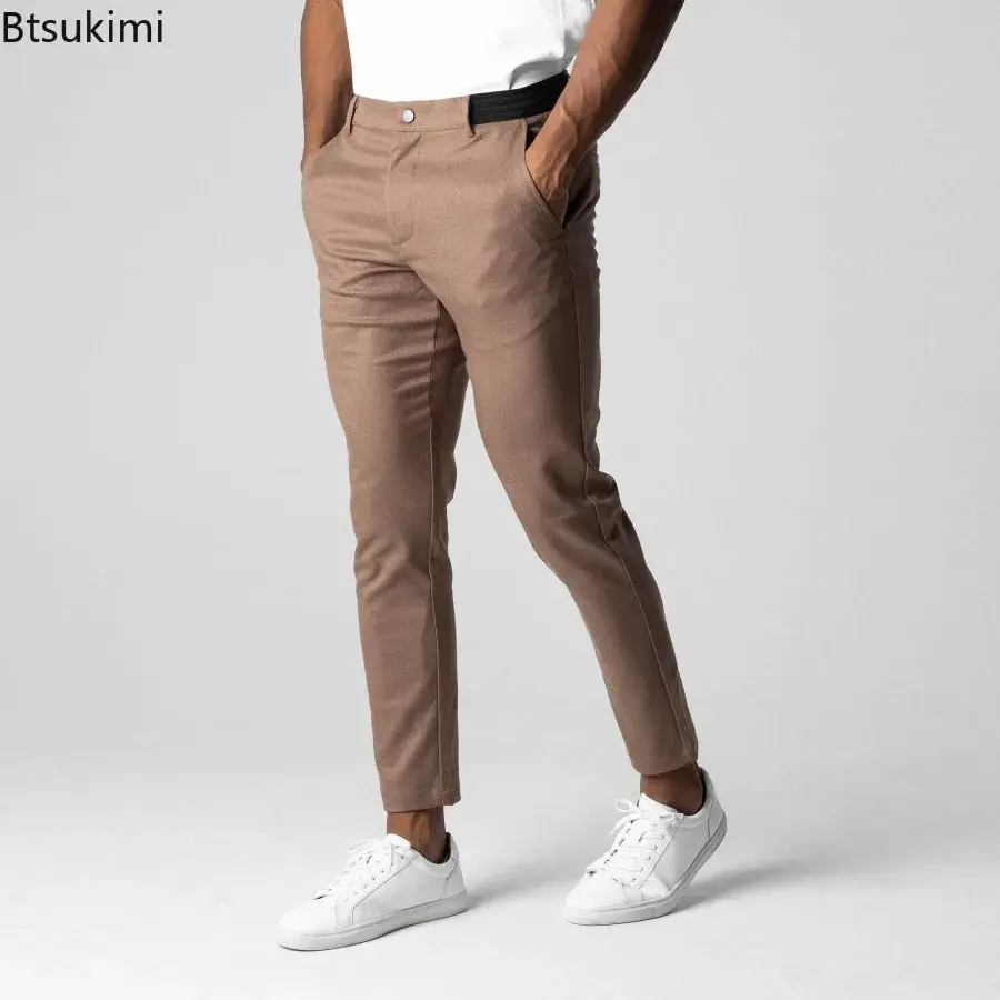 Spring Autumn New Men's Casual Pants Breathable Comfot Business All Match Elasticity Slim Long Pants Handsome Pencil Pants Male