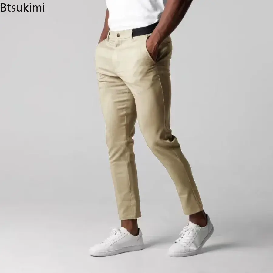 Spring Autumn New Men's Casual Pants Breathable Comfot Business All Match Elasticity Slim Long Pants Handsome Pencil Pants Male