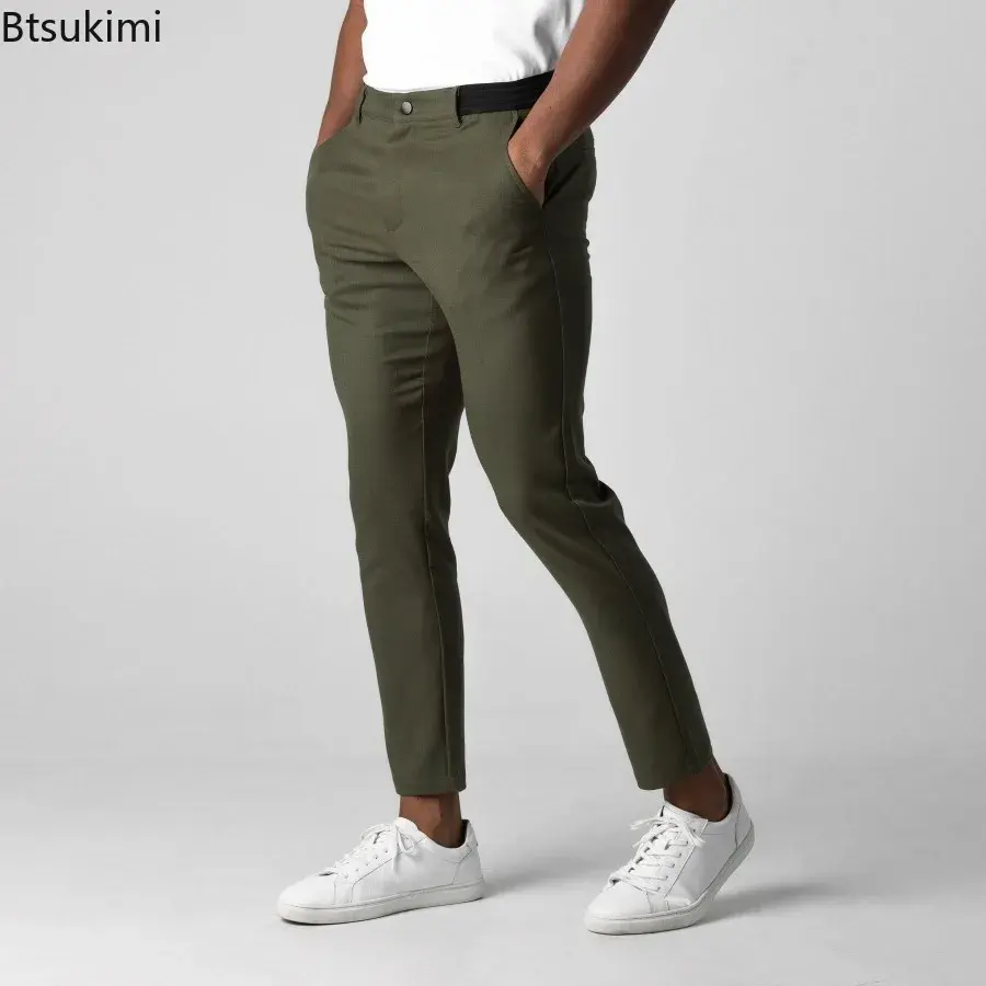 Spring Autumn New Men's Casual Pants Breathable Comfot Business All Match Elasticity Slim Long Pants Handsome Pencil Pants Male