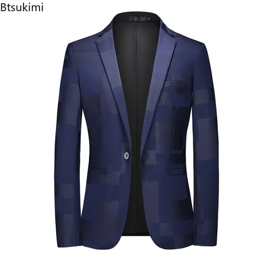 Plus Size Men's Suits Jacket Luxury Jacquard Designer Blazer Business Casual Coats Men Wedding Party Slim Tuxedo Dress Suit Tops