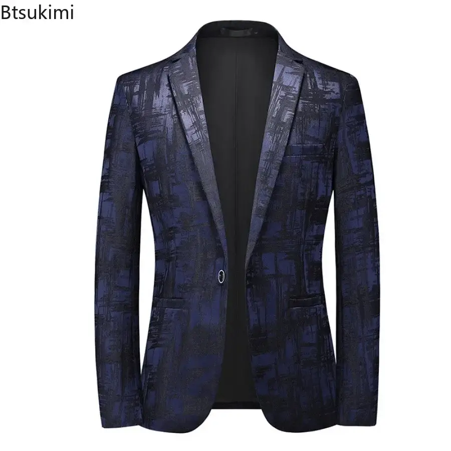 Plus Size Men's Suits Jacket Luxury Jacquard Designer Blazer Business Casual Coats Men Wedding Party Slim Tuxedo Dress Suit Tops