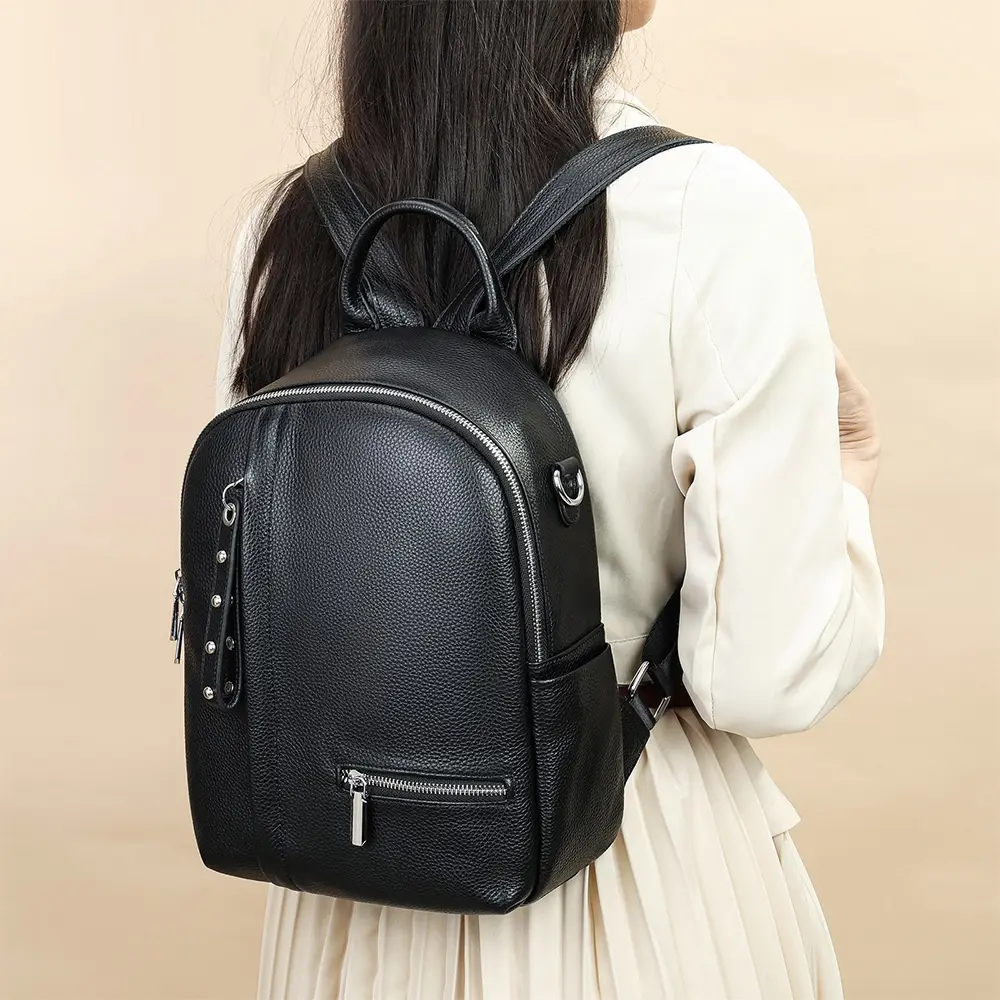 Women's Backpack Genuine Leather Fashion Ladies Shoulder Bag Casual Large Student School Bag Multifunctional Commuter Backpack