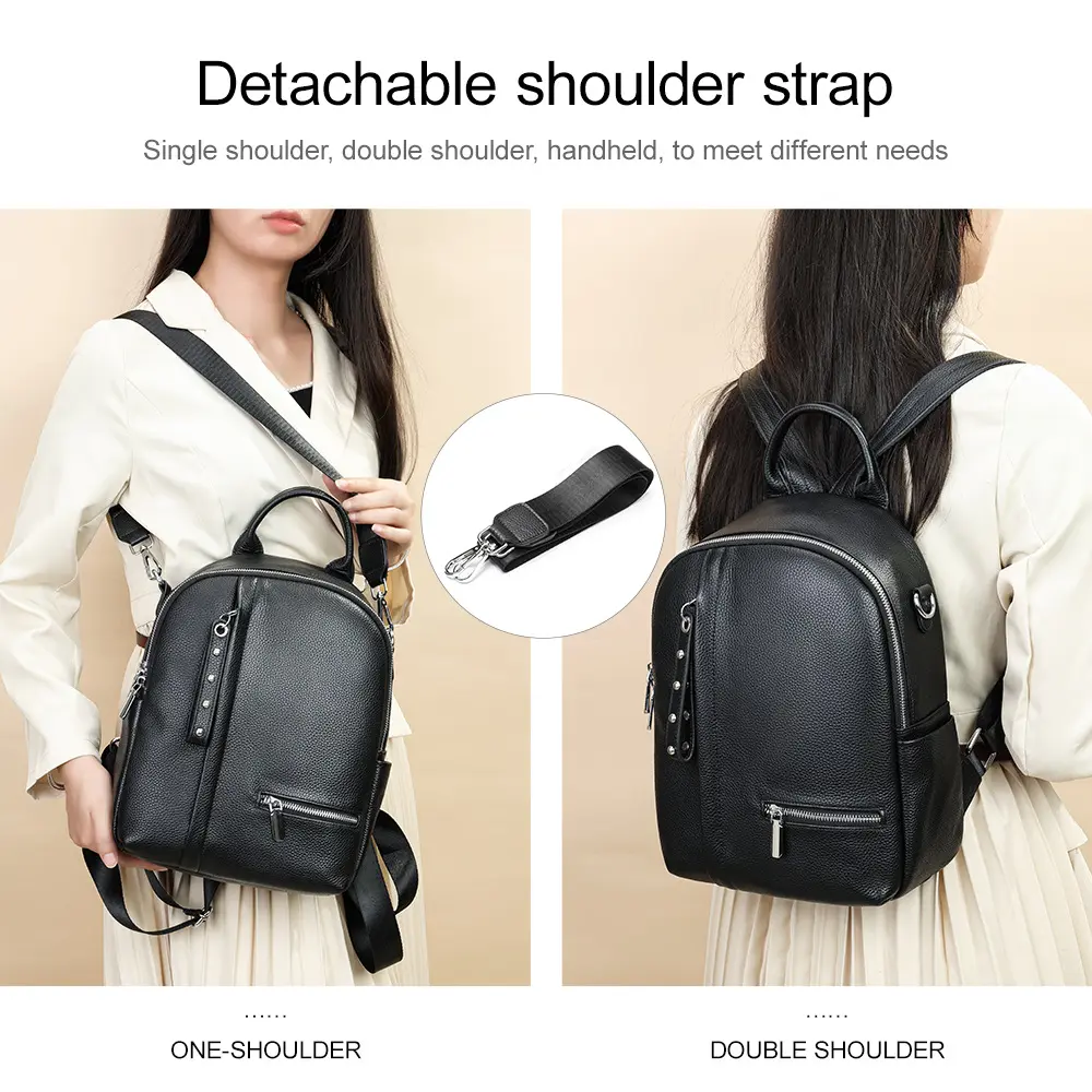Women's Backpack Genuine Leather Fashion Ladies Shoulder Bag Casual Large Student School Bag Multifunctional Commuter Backpack