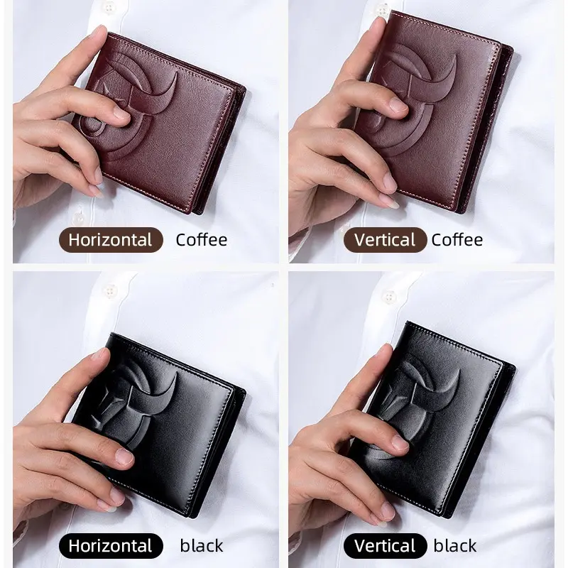 BULLCAPTAIN Male Genuine Leather Wallets Men Credit Business Card Holders Vintage Brown Leather Wallet High Quality Purses