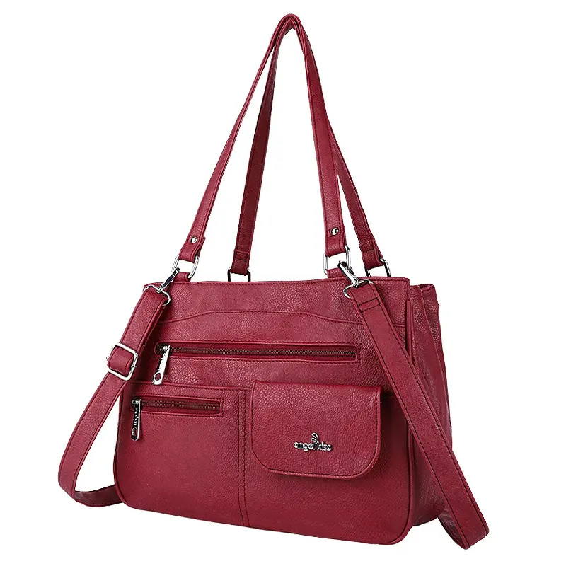  Women Handbags Vintage Shoulder Purse Bag Multi-pocket Large Capacity Casual Tote Shopping Pack for iPad Phone LP16243