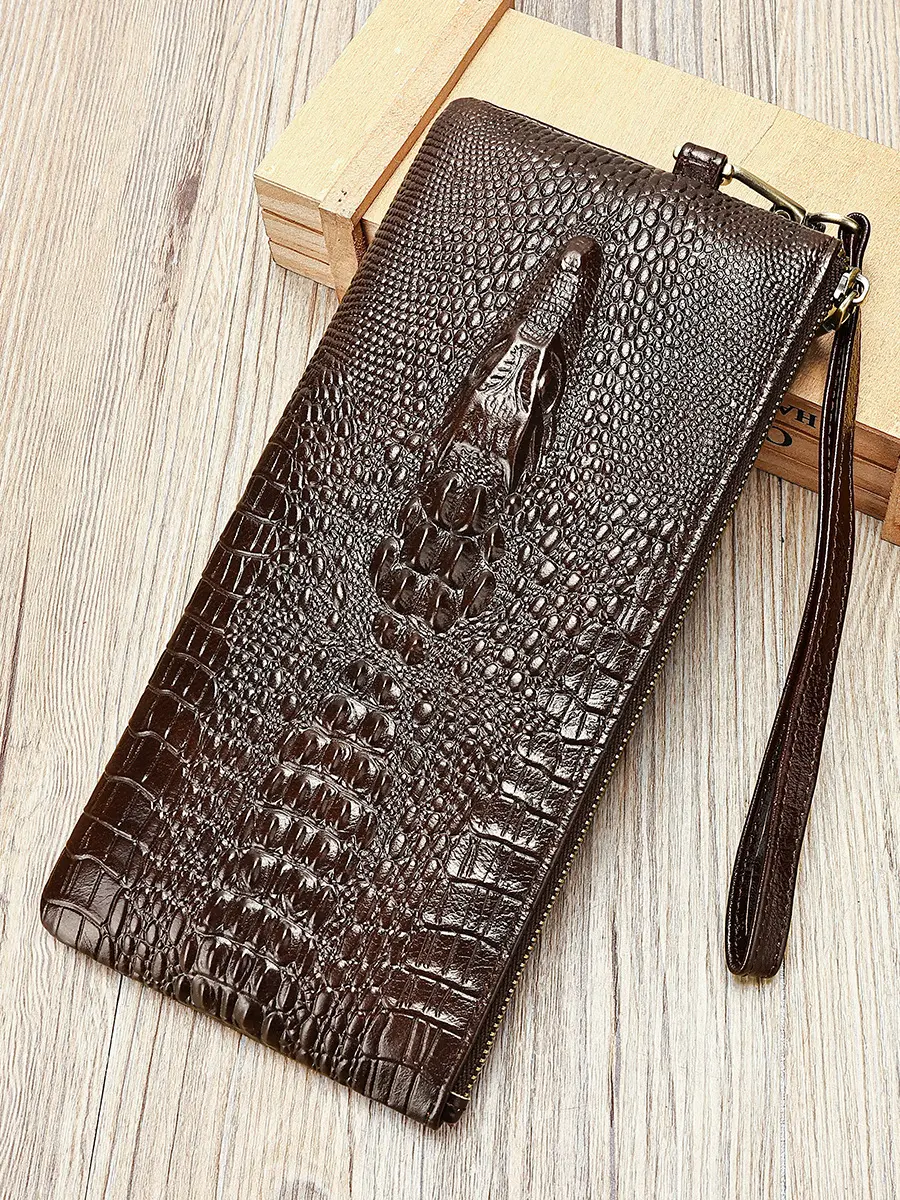 MVA Fashion Clutch RFID Credit ID Card Holder Cowhide Leather Wallet Multi-card Slots Cell Phone Bag Vintage Money Case Purse