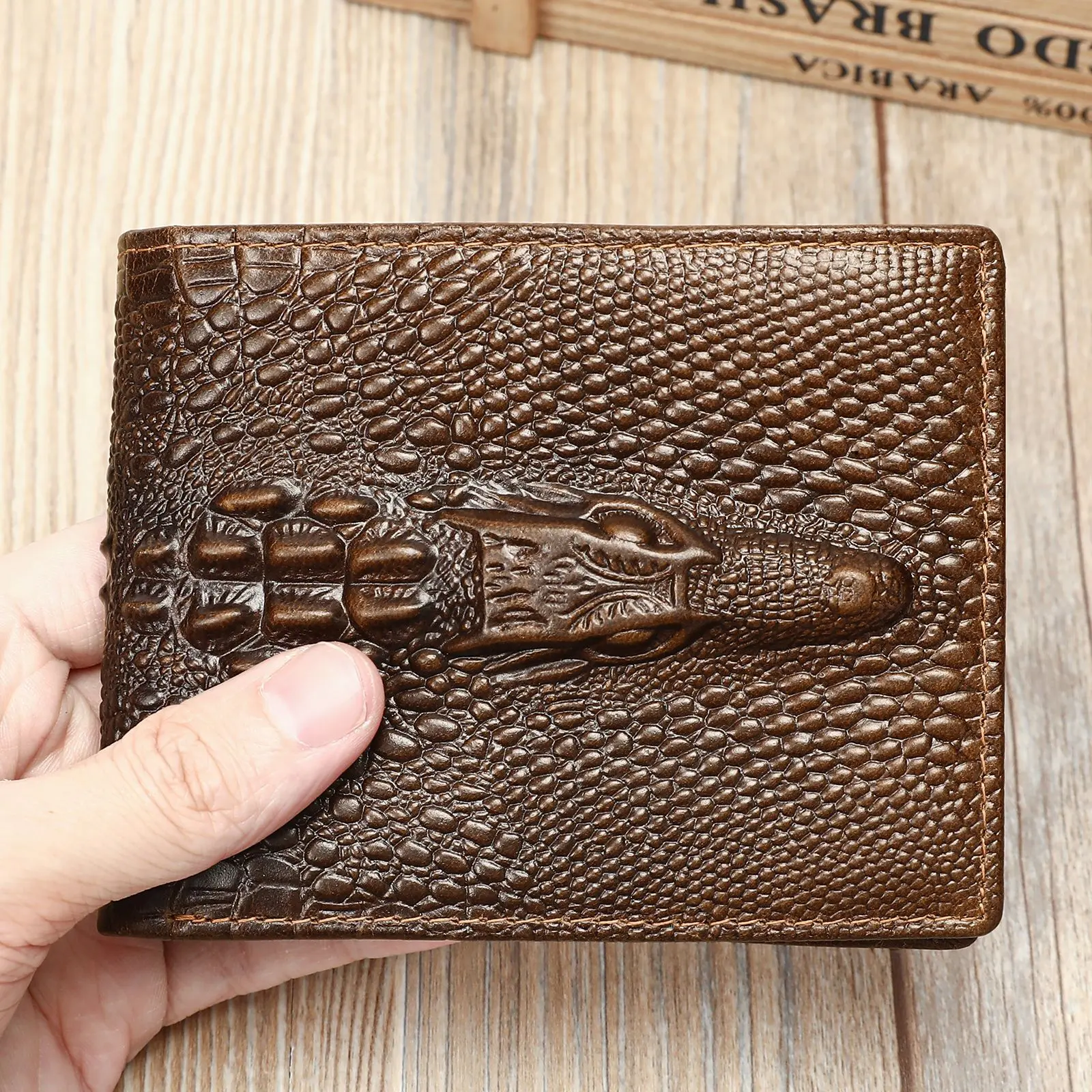 MVA Fashion Wallet RFID Credit ID Card Holder Cowhide Leather Purse Multi-card Slots Crocodile Wallets Vintage Money Case Purse