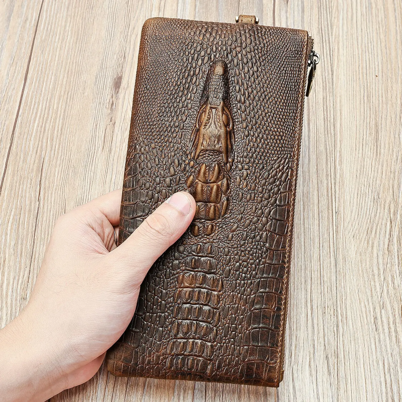 MVA Fashion Clutch RFID Credit ID Card Holder Cowhide Leather Wallet Multi-card Slots Cell Phone Bag Vintage Money Case Purse
