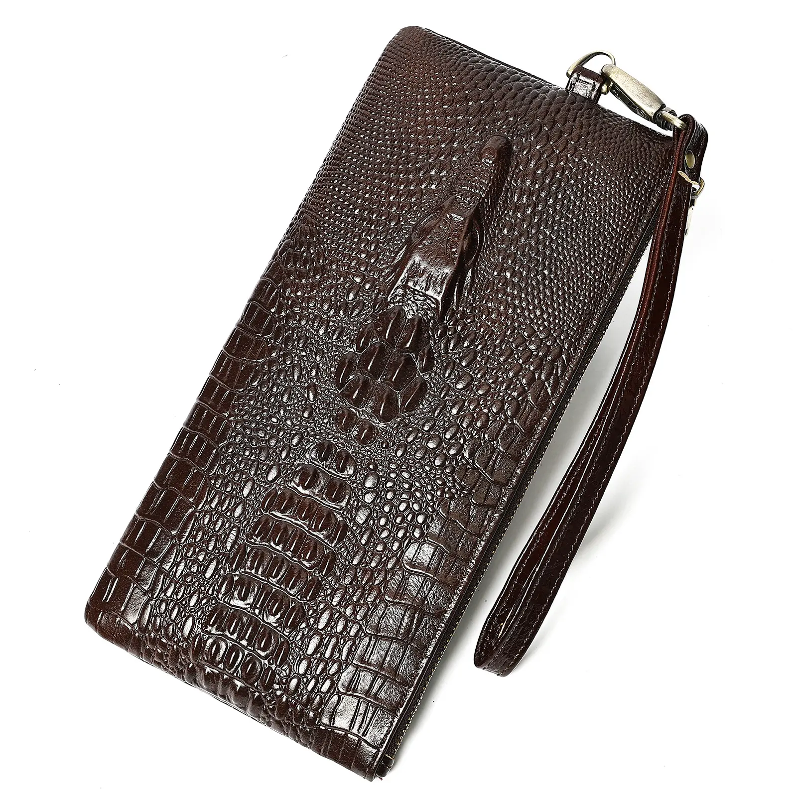 MVA Fashion Clutch RFID Credit ID Card Holder Cowhide Leather Wallet Multi-card Slots Cell Phone Bag Vintage Money Case Purse