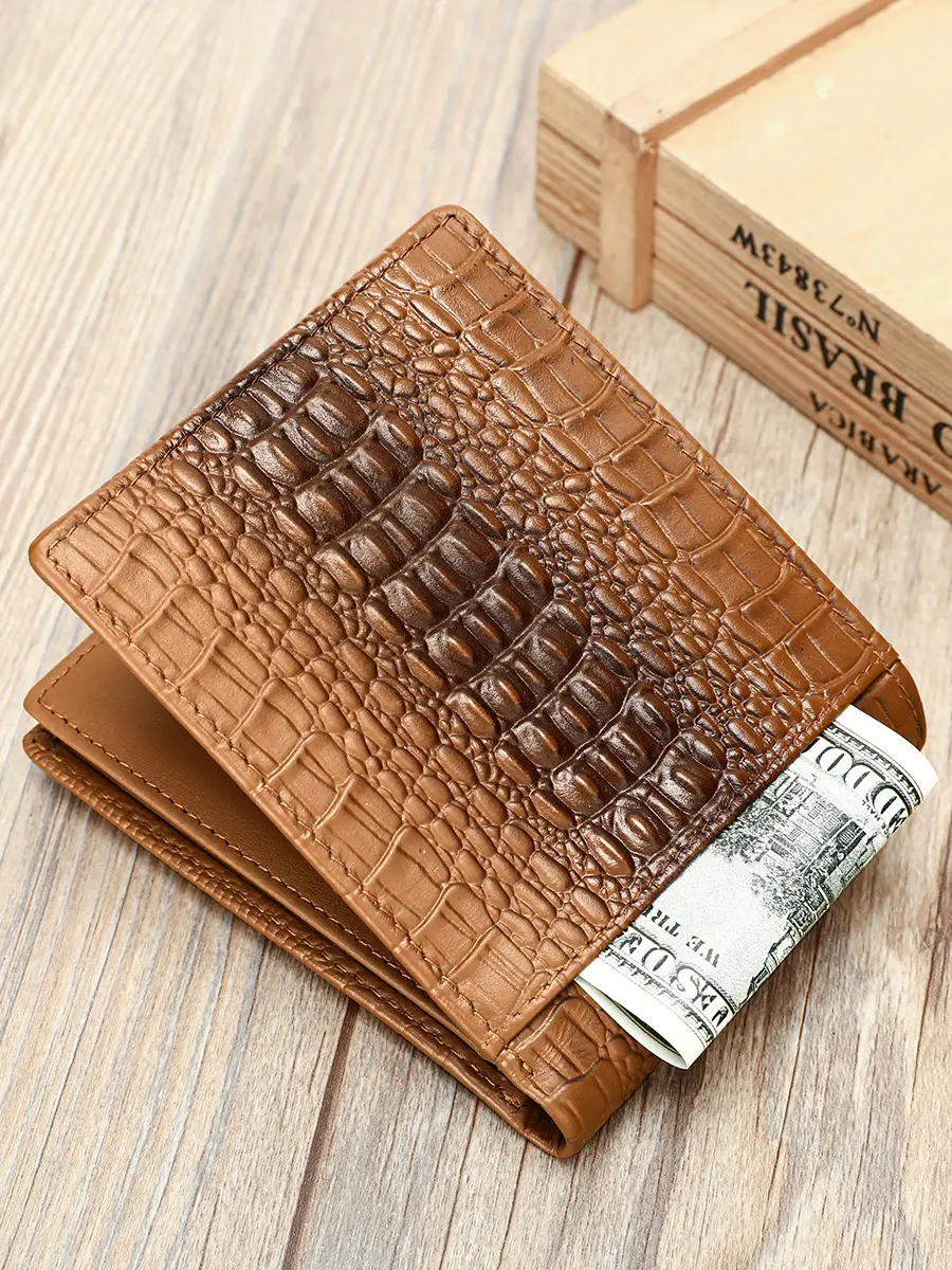MVA Fashion Wallet RFID Credit ID Card Holder Cowhide Leather Purse Multi-card Slots Crocodile Wallets Vintage Money Case Purse