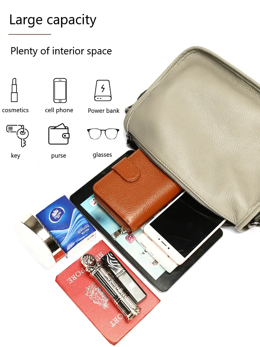 MVA Women Handbags Soft Leather Shoulder Bag Top-handle Fashion Satchel Genuine Leather Crossbody Bag Flap Phone Pack