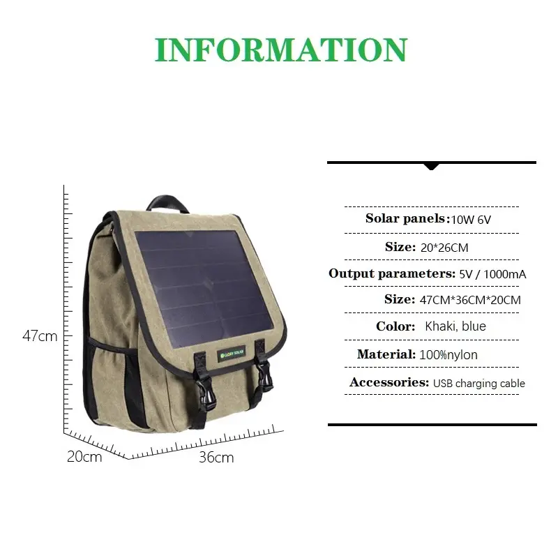 Men's Solar Panel Backpack Outdoor Riding Solar Panel 6.5w USB Charging Hiking Daypacks Women's Multifunctional Solar Travel Bag