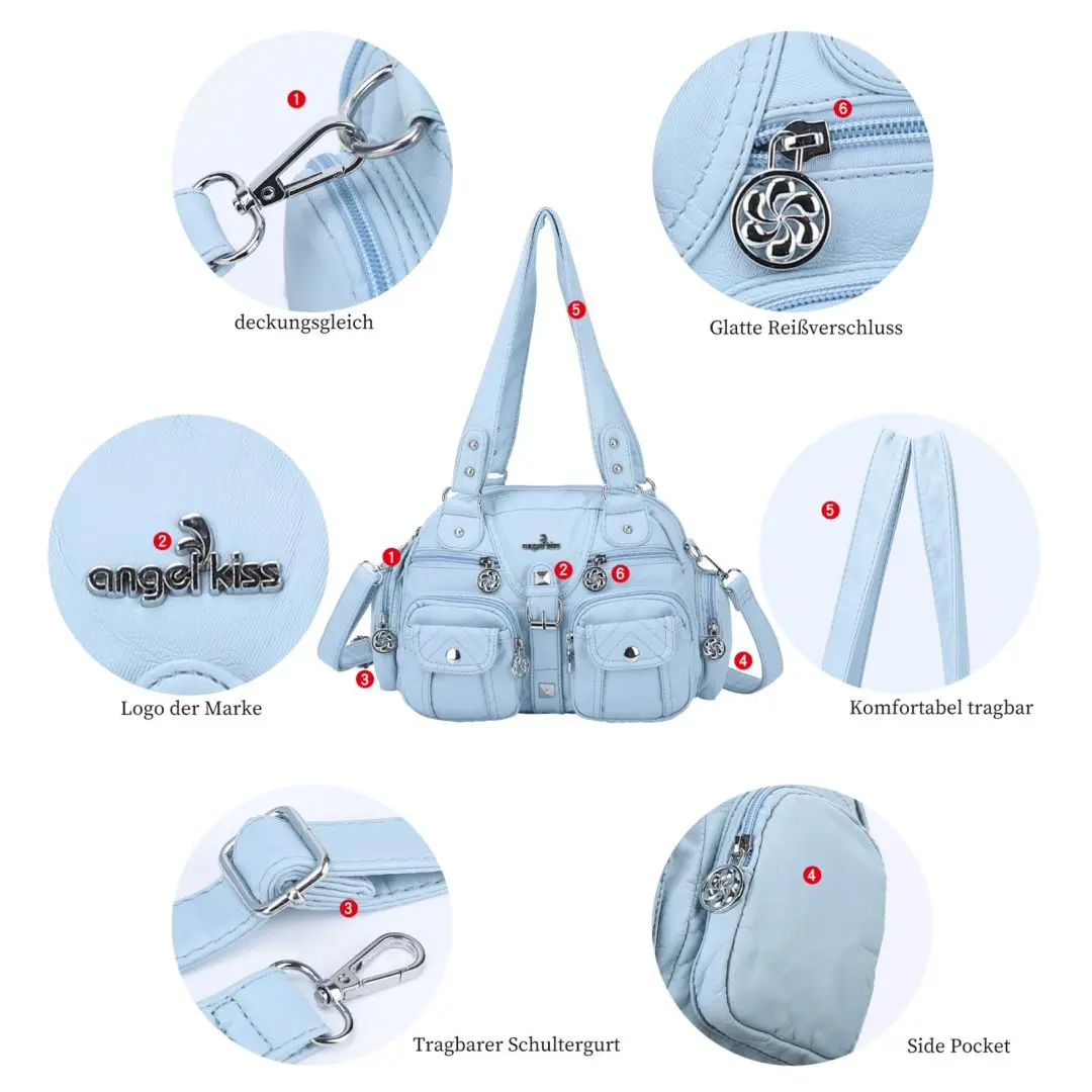 Angelkiss Women Handbags Satchel Top-handle Rose Handbag PU Shoulder Bag Dumpling Pack Give Gifts Shoulder Bags Phone Money Pack