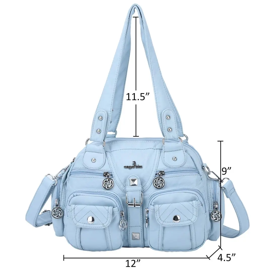 Angelkiss Women Handbags Satchel Top-handle Rose Handbag PU Shoulder Bag Dumpling Pack Give Gifts Shoulder Bags Phone Money Pack